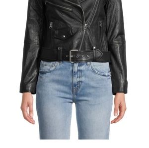 Current Elliott Leather Jacket 0 (xxs/xs) Black